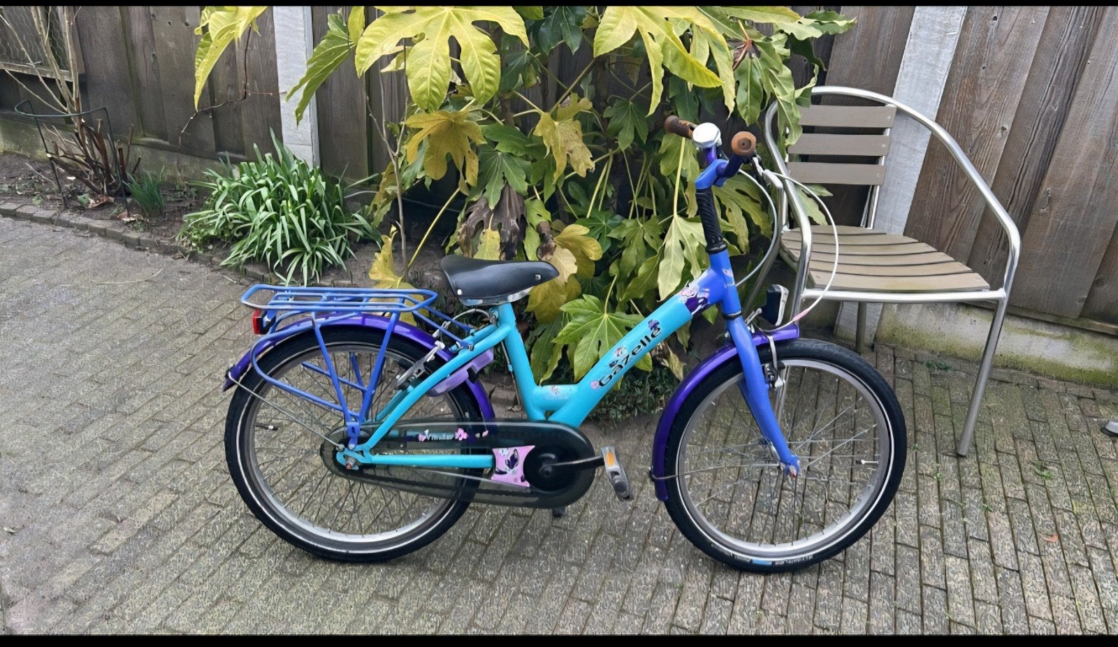 Gazelle kinderfiets 20 inch - Blauw/Paars, Terugtraprem, Gebruikt, Ophalen of Verzenden, 20 inch