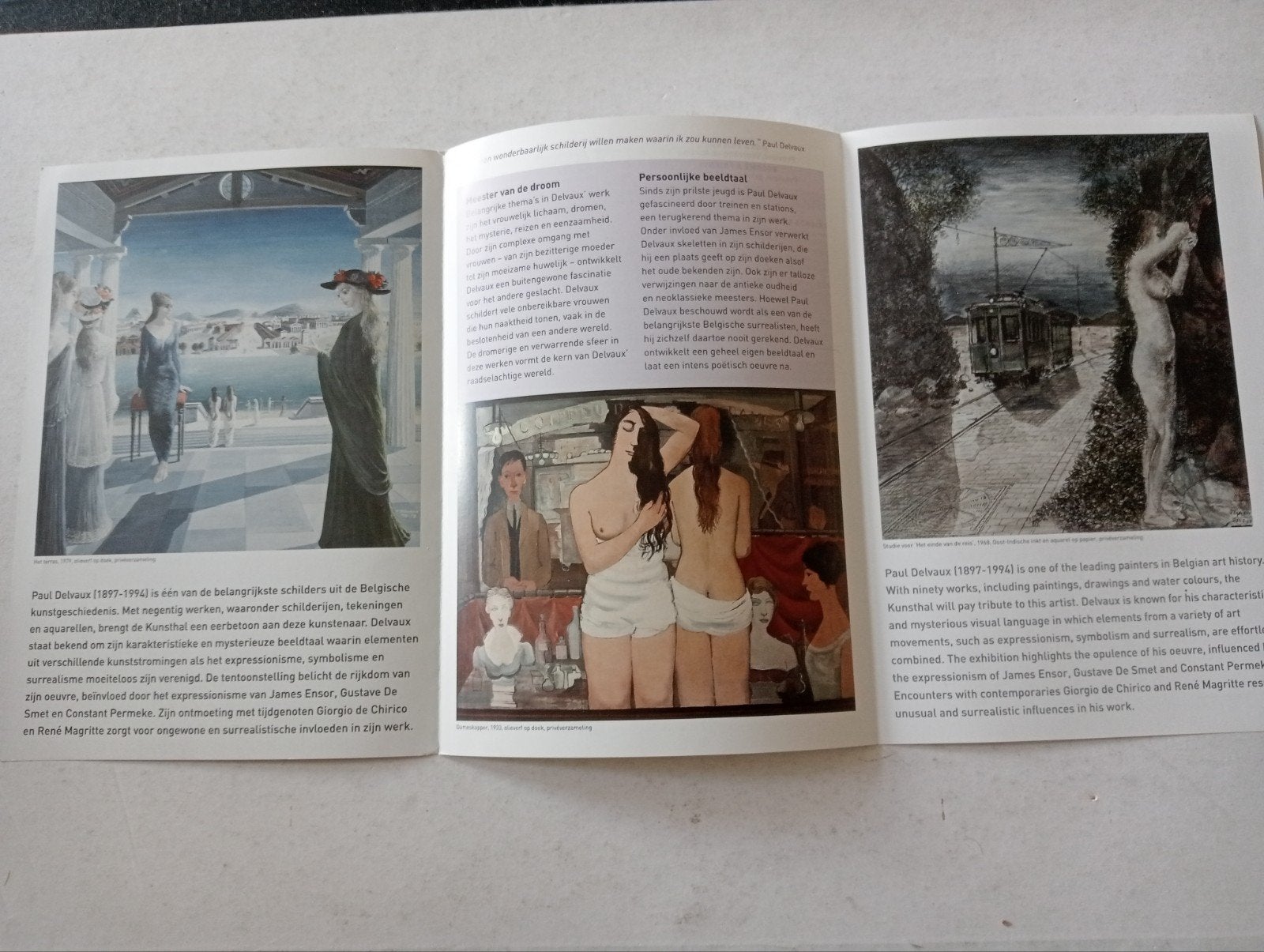 Paul Delvaux brochure Kunsthal Rotterdam Naakt erotiek, Ophalen of Verzenden