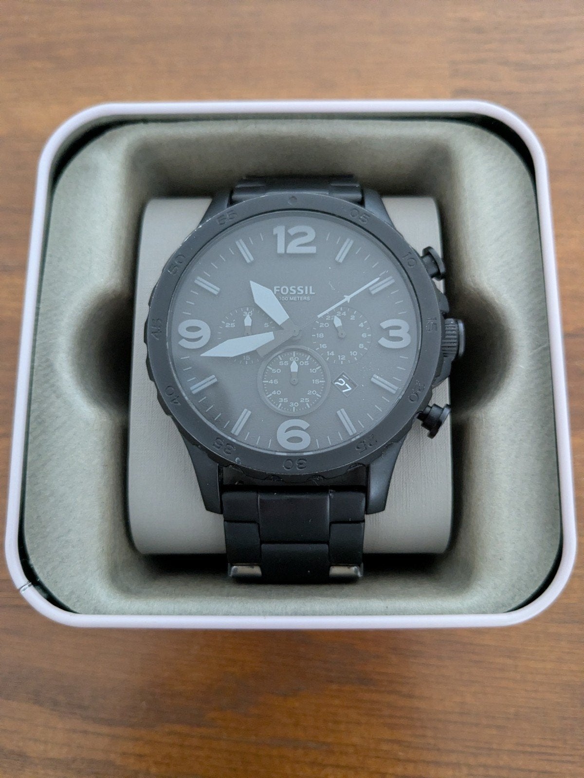 Fossil Nate chronograaf, Ophalen of Verzenden, Zo goed als nieuw, Zwart, Horloge