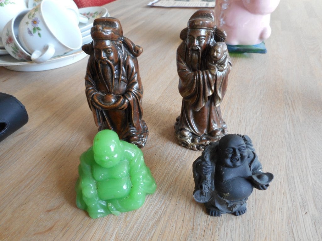 Set van 4 Oosterse beeldjes: Jade Boeddha en meer, Ophalen, Zo goed als nieuw, Overige typen