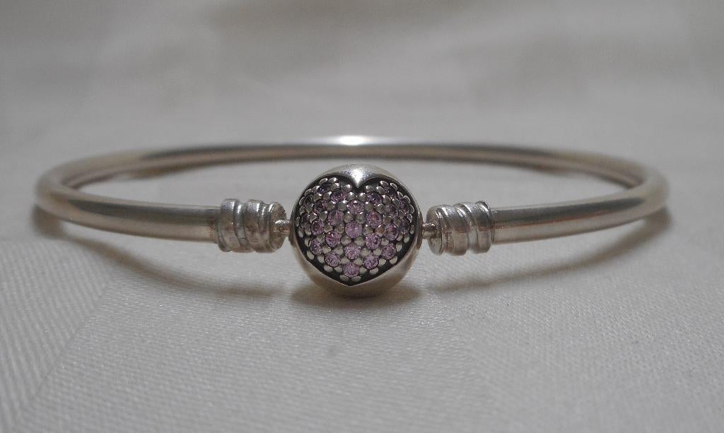 Zilveren Pandora armband Moments Charm Bangle nr.243, Verzenden, Zo goed als nieuw, Zilver, Zilver