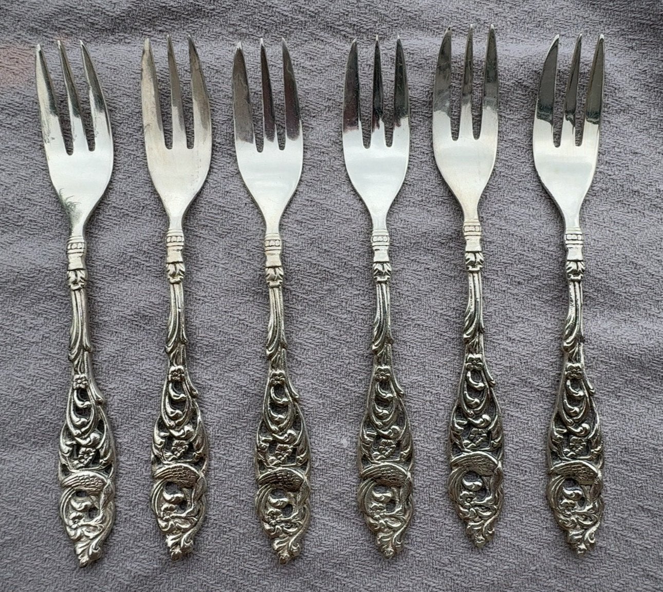 Set van 6 Gero 90 verzilverde gebaksvorkjes, Ophalen of Verzenden
