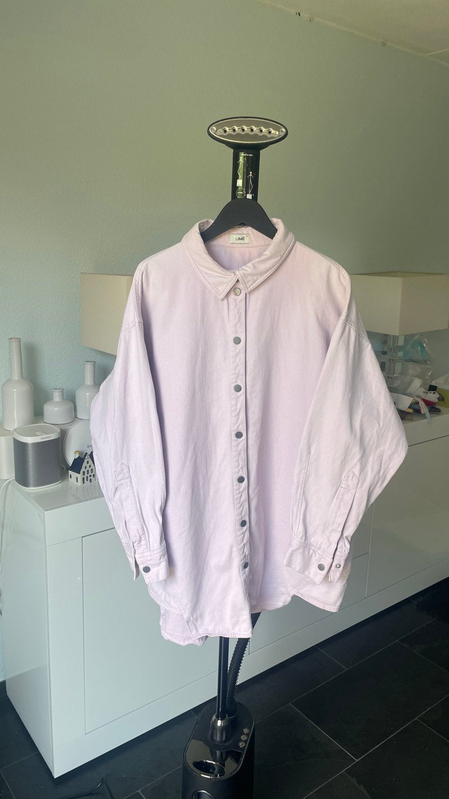 Oversized Katoenen Mini Jurk Lila M/L, Kleding | Dames, Paars, Maat 42/44 (L), Ophalen of Verzenden, Zo goed als nieuw
