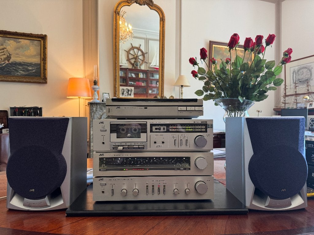 JVC Vintage Stereo Toren Set Platenspeler Cassettedeck ‘80, Gebruikt, JVC, Losse componenten, Ophalen