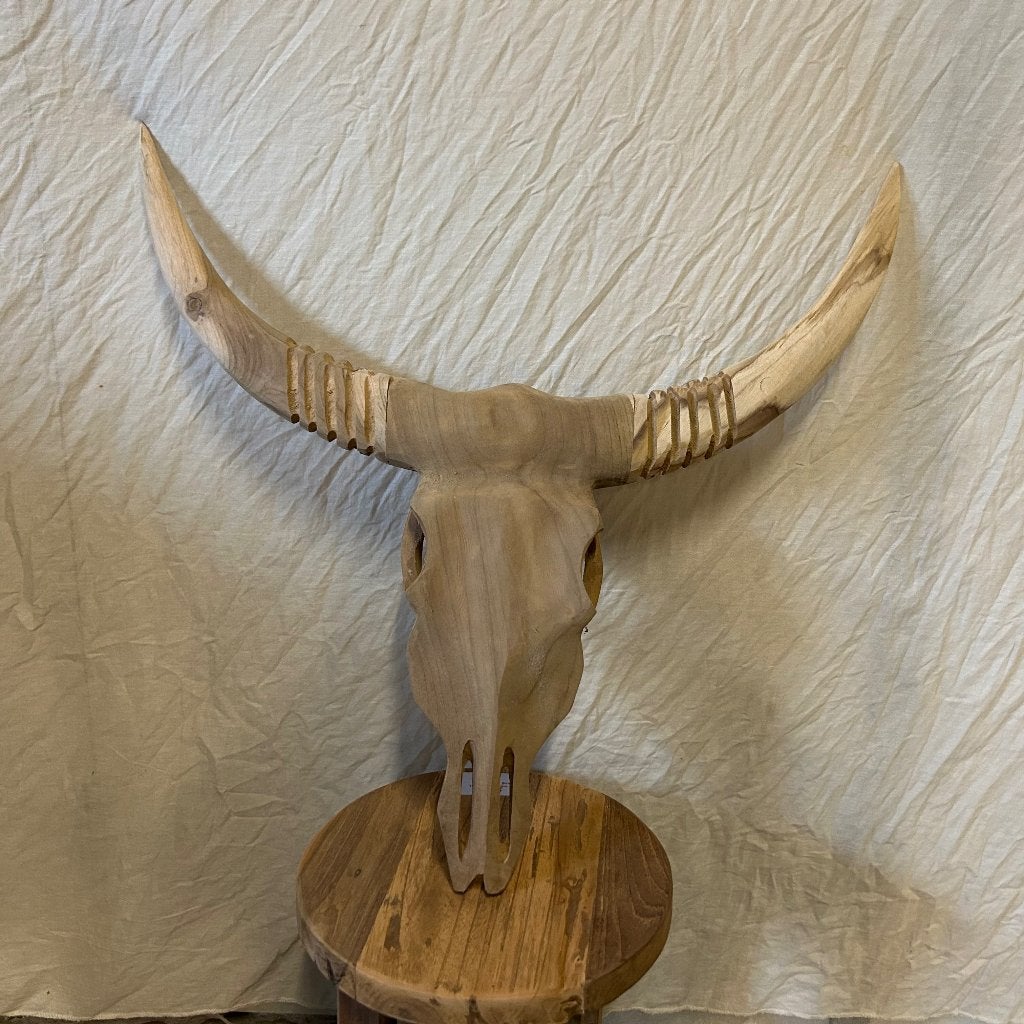 koeienkop / buffelkop teak - handgemaakt - Gratis bezorgd, Huis en Inrichting, Beige, TTM Wonen, Meubels – (Perzische) Tapijten en Woonaccessoires
