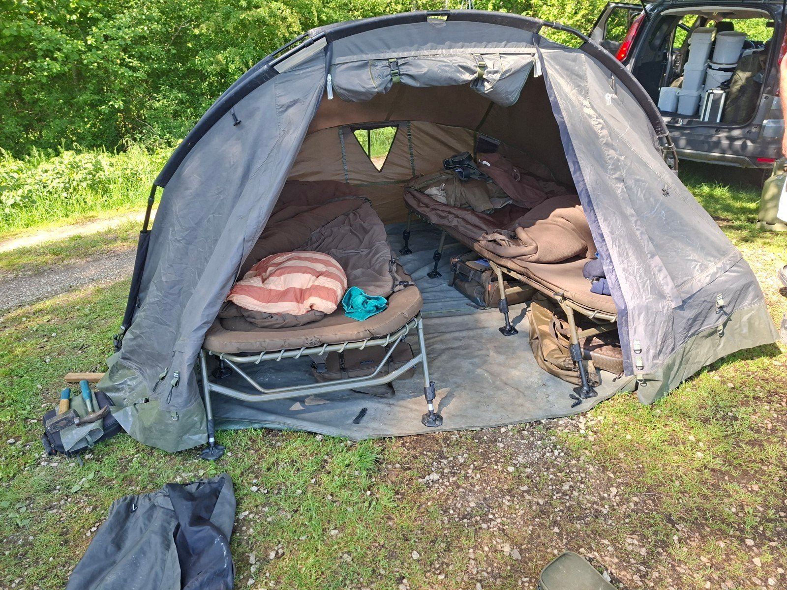Ultimate Dreamcatcher Duo Bivvy met Winterskin, Watersport en Boten, Hengelsport | Karpervissen, Ophalen of Verzenden, Gebruikt