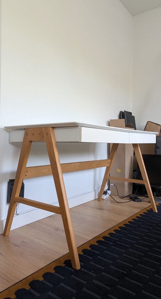 Scandinavisch bureau wit 120x70cm - 2 laden - perfecte staat, Huis en Inrichting, Ophalen, Overige typen, 120 cm, Scandinavisch