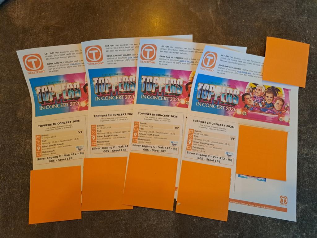 Concert kaartjes Toppers, Drie personen of meer, Juni, Overige typen