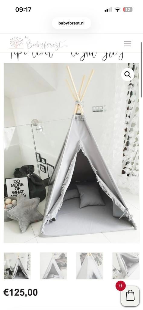 Tipi temt Miii Mi grey met franjes, Ophalen of Verzenden, Zo goed als nieuw