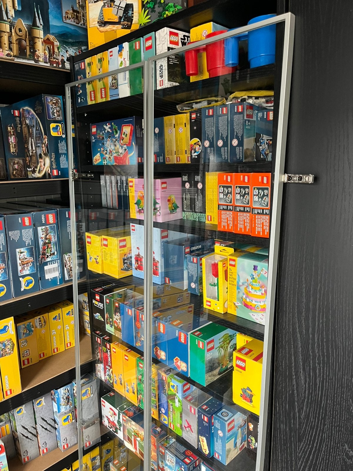 2 Ikea Billy aluminium glazen deuren met zilver frame, Ophalen, Zo goed als nieuw, 25 tot 50 cm, 50 tot 100 cm
