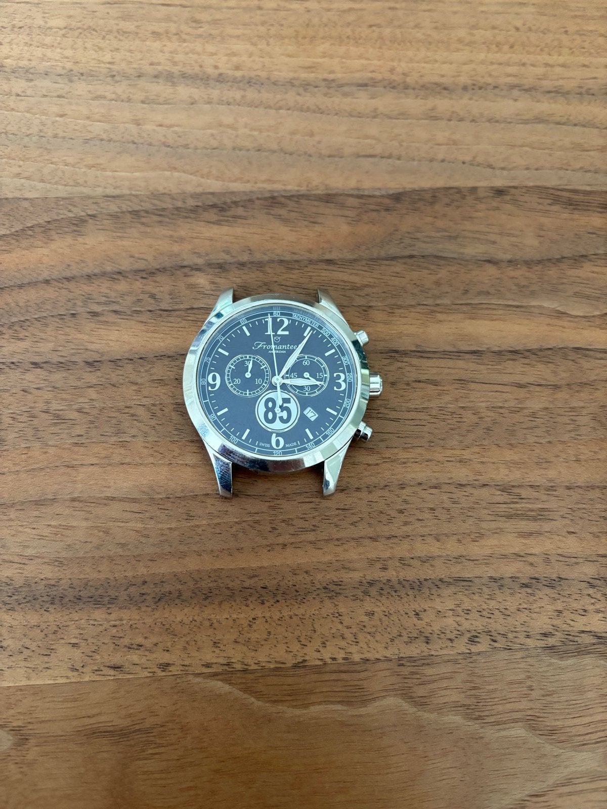 Fromanteel Chronograaf 85 Horloge, Overige merken, Leer, Staal, Polshorloge