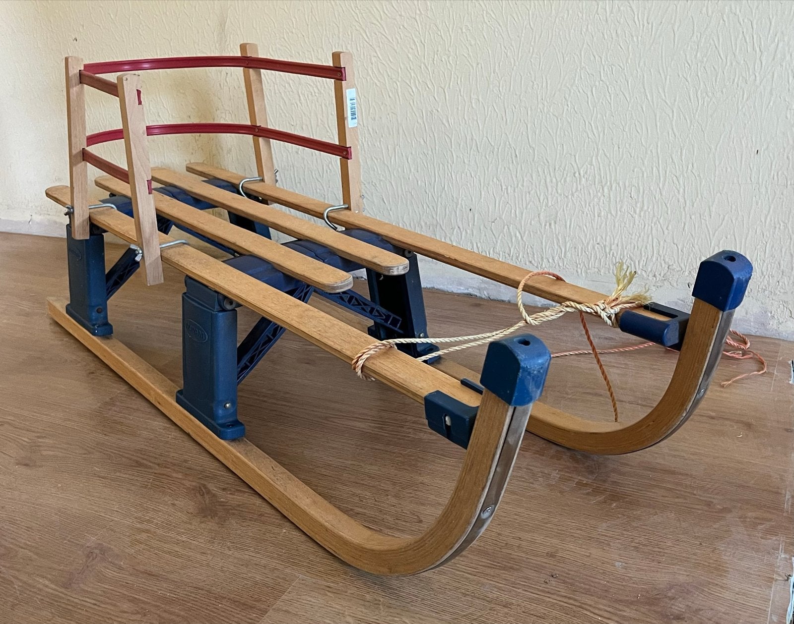 Houten slee met rugleuning, Ophalen, Rugleuning, Gebruikt, Hout