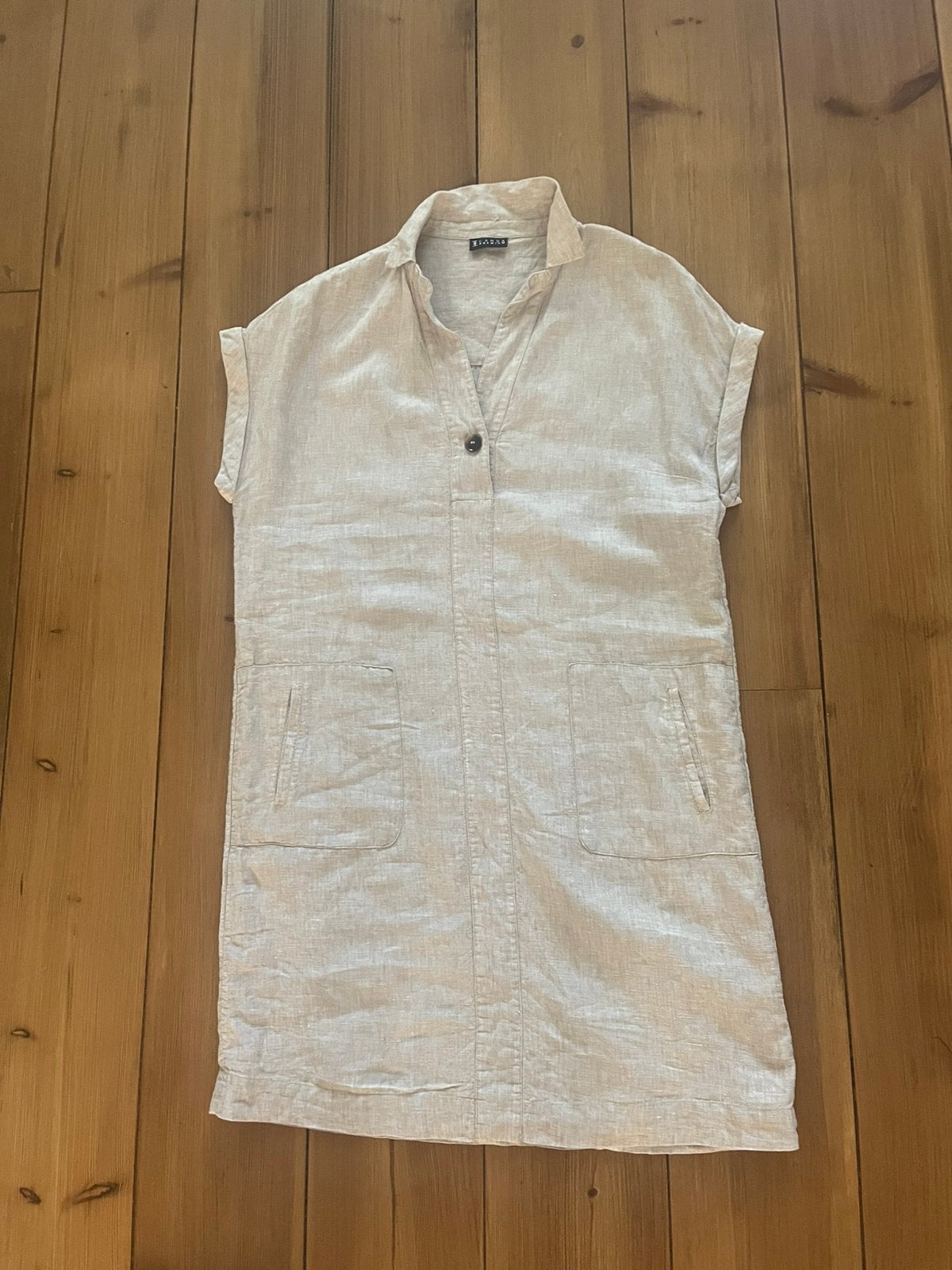 Leuke beige linnen jurk Canda, maat 42, Verzenden, Beige, Maat 42/44 (L), Zo goed als nieuw