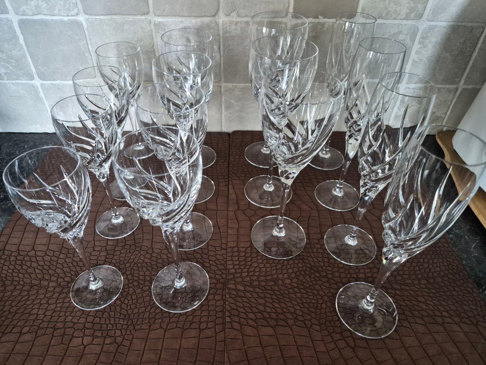 Diverse Wedgwood Toscane wijnglazen
en champagneglazen, Ophalen, Glas, Overige stijlen, Glas of Glazen