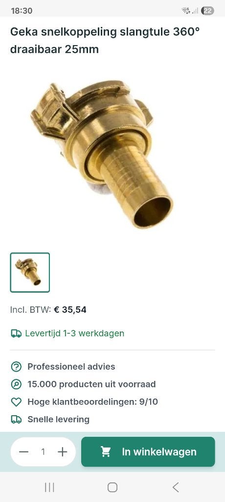 Geka messing kraankoppelingen, verloop stukken., Ophalen of Verzenden, Gebruikt, Tuinslangkoppeling
