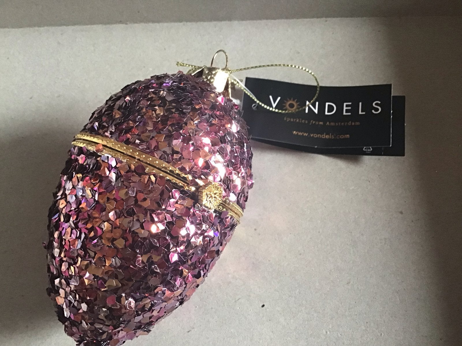 Kerst hanger Vondels Ei met glitters roze, Ophalen of Verzenden, Nieuw