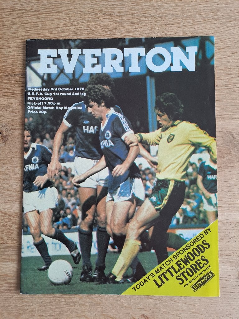 Programmaboekje Everton - Feyenoord UEFA Cup 1979, Verzamelen, Ophalen of Verzenden, Gebruikt, Feyenoord, Boek of Tijdschrift