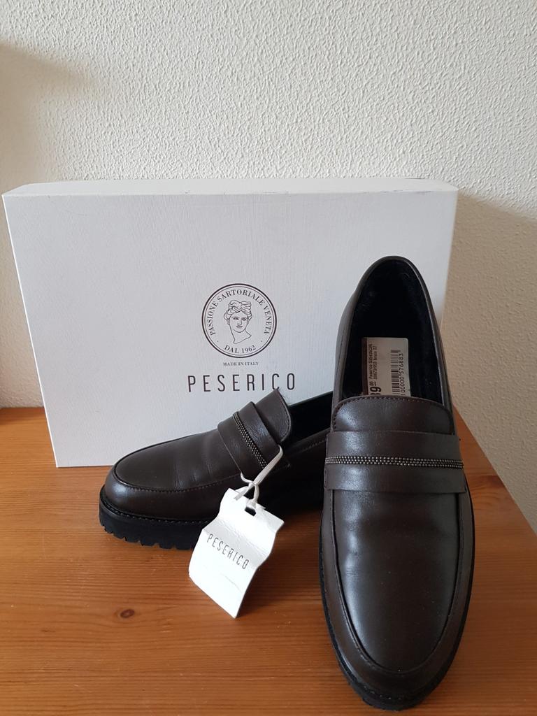 Peserico bruin leren instappers maat 37 NIEUW!, Peserico, Bruin, Instappers, Nieuw