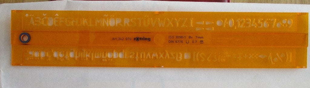rotring sjabloon iso 3098/1 din 6776 art 342 070, Ophalen of Verzenden, Zo goed als nieuw, Overige typen