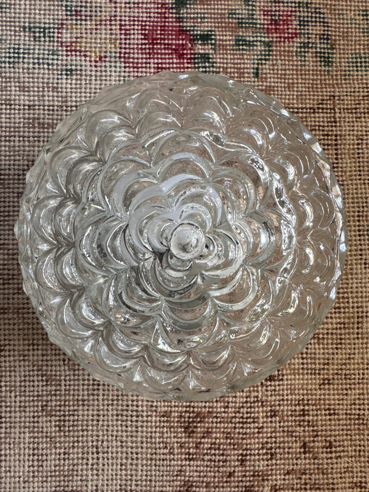 Vintage glazen plafondlamp / wandlamp, bloemmotief, Ophalen of Verzenden