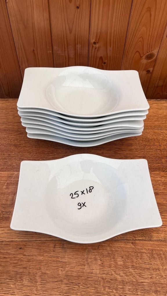 Güral Porselen diepe borden 25x18 – set van 9 stuks, Ophalen, Gebruikt, Bord(en), Overige stijlen