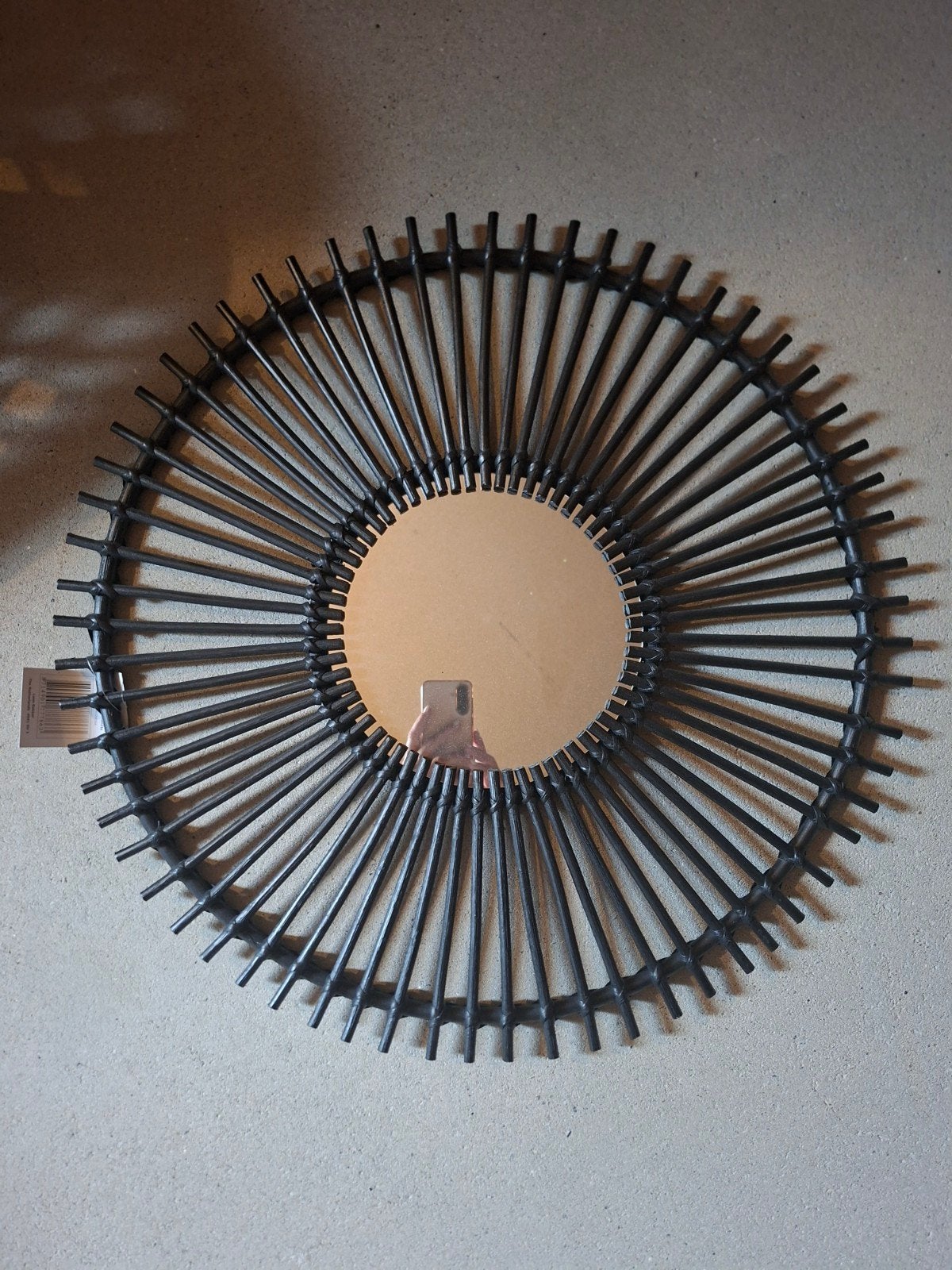 Manilla Spiegel - Rond, Zwart Rotan (Nieuw!), Minder dan 50 cm, Rond, Nieuw, Ophalen of Verzenden
