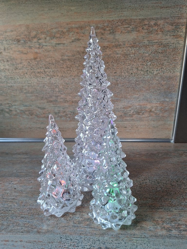 Set Kerstboompjes acryl met gekleurde verlichting Z.G.A.N, Diversen, Ophalen, Zo goed als nieuw