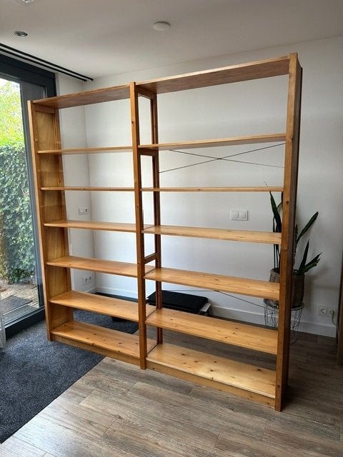 Dubbele vintage lundia boekenkast., Huis en Inrichting, Ophalen, Met plank(en), Gebruikt, 200 cm of meer