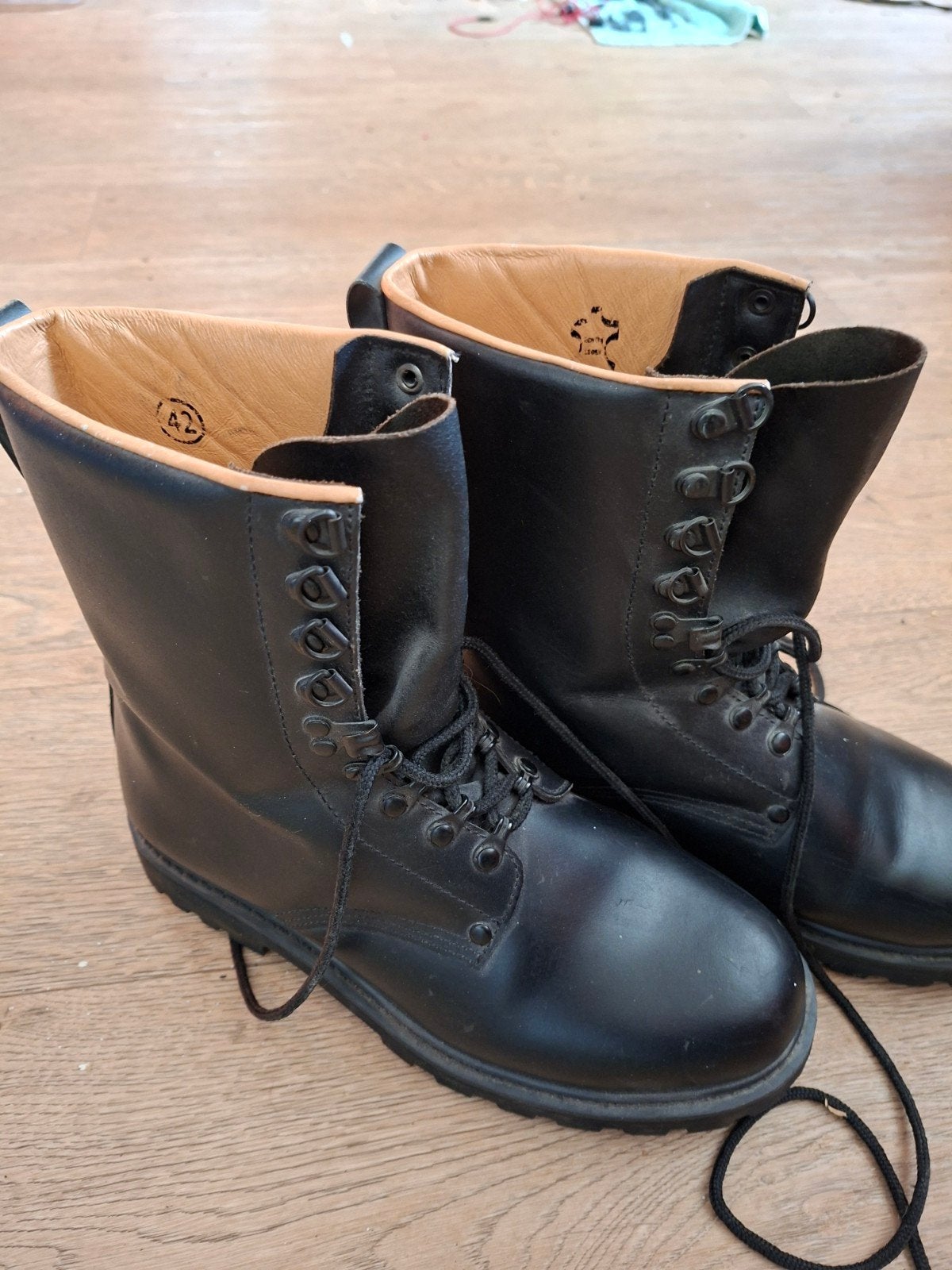 Zwarte leren boots - maat 42, Ophalen, Gedragen, Zwart, Boots