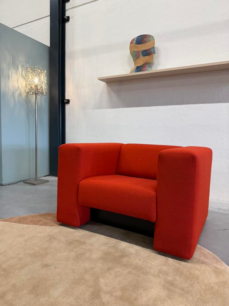Nieuw Gelderland 430 Kubusbank Fauteuil Rime rood stoel stof, Nieuw, 75 tot 100 cm, Ophalen of Verzenden, Gelderland