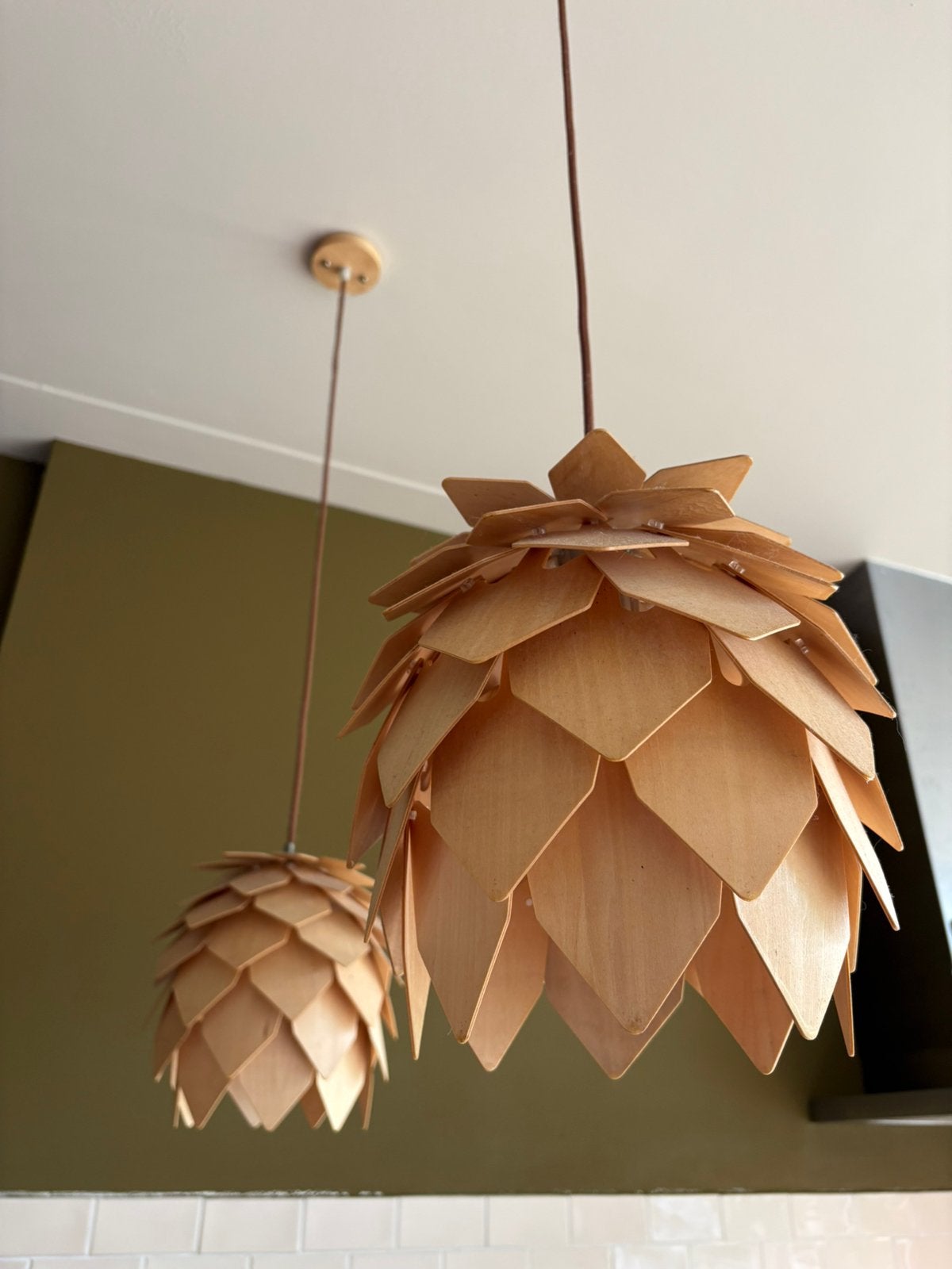 Houten hanglampjes, Ophalen, Gebruikt, Hout