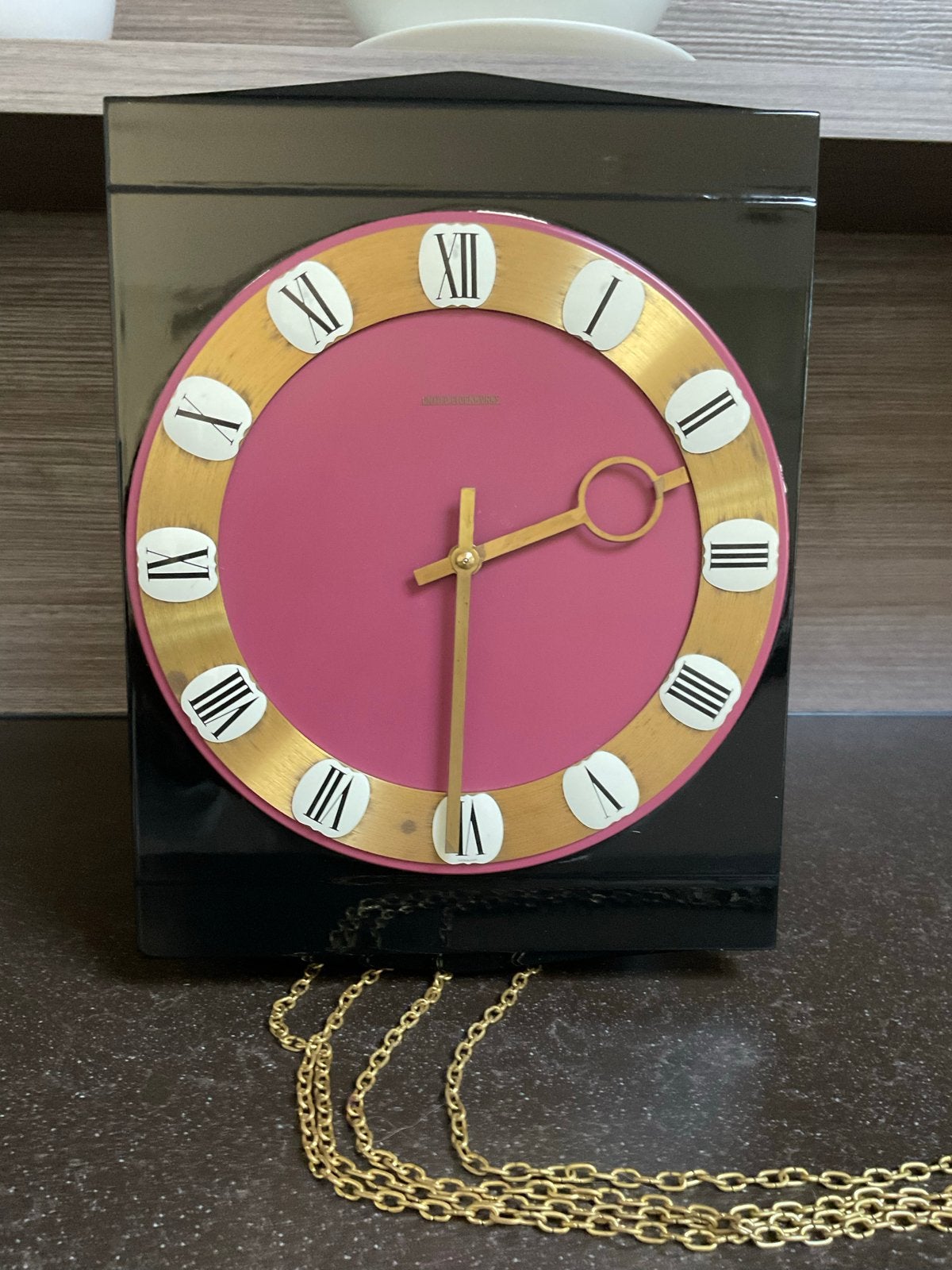 Vintage United Clockworks Wandklok - Roze/Zwart, Ophalen of Verzenden