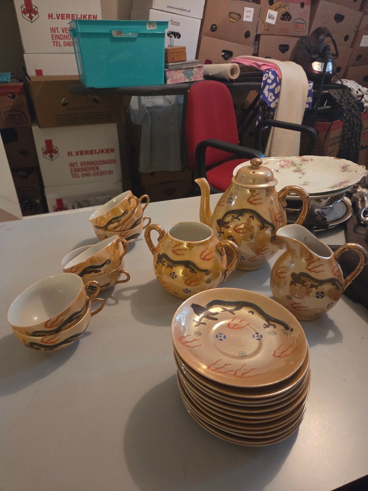 Vintage Japans draken theeservies 50 euro, Ophalen of Verzenden