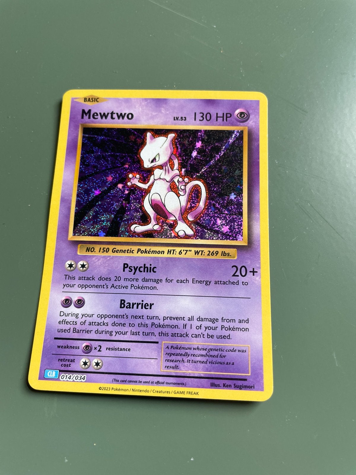 Mewtwo Pokémon Kaart - Holo Foil - Basic LV.53 130 HP, Ophalen of Verzenden, Zo goed als nieuw, Losse kaart, Foil