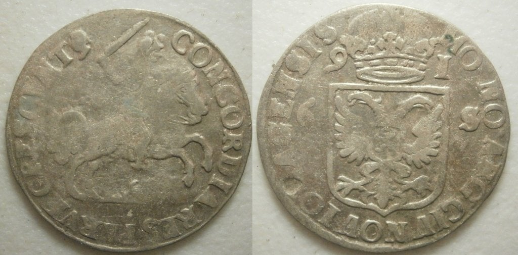 0] Nijmegen Rijderschelling 1691 staart omlaag, Postzegels en Munten, Munten | Nederland, Ophalen of Verzenden, Vóór koninkrijk