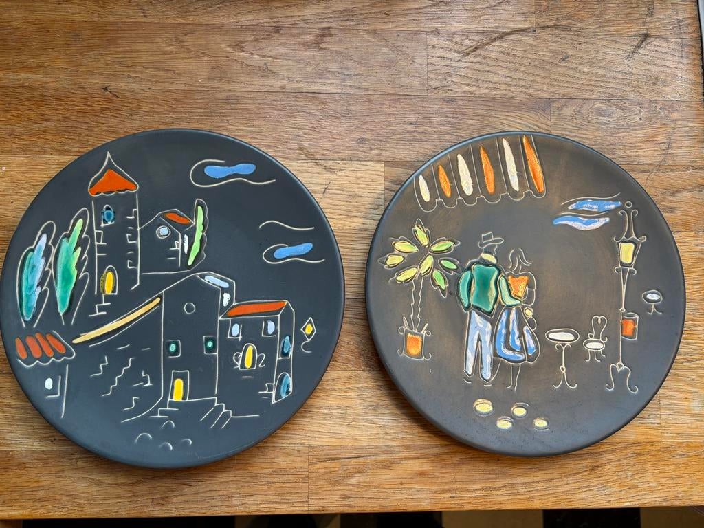 2 Ruscha Keramik wandbord mid century West Germany ‘50/60, Ophalen of Verzenden