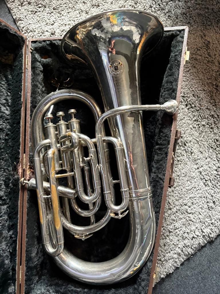 Euphonium bariton W. Hame Amsterdam / C. Mahillon Bruxelles, Ophalen of Verzenden, Gebruikt, Euphonium of Tenortuba, Met koffer of draagtas