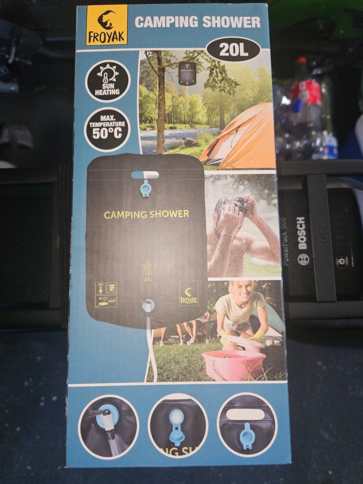 Froyak Camping Douche 20L - Zonverwarmd tot 50C, Ophalen of Verzenden, Nieuw