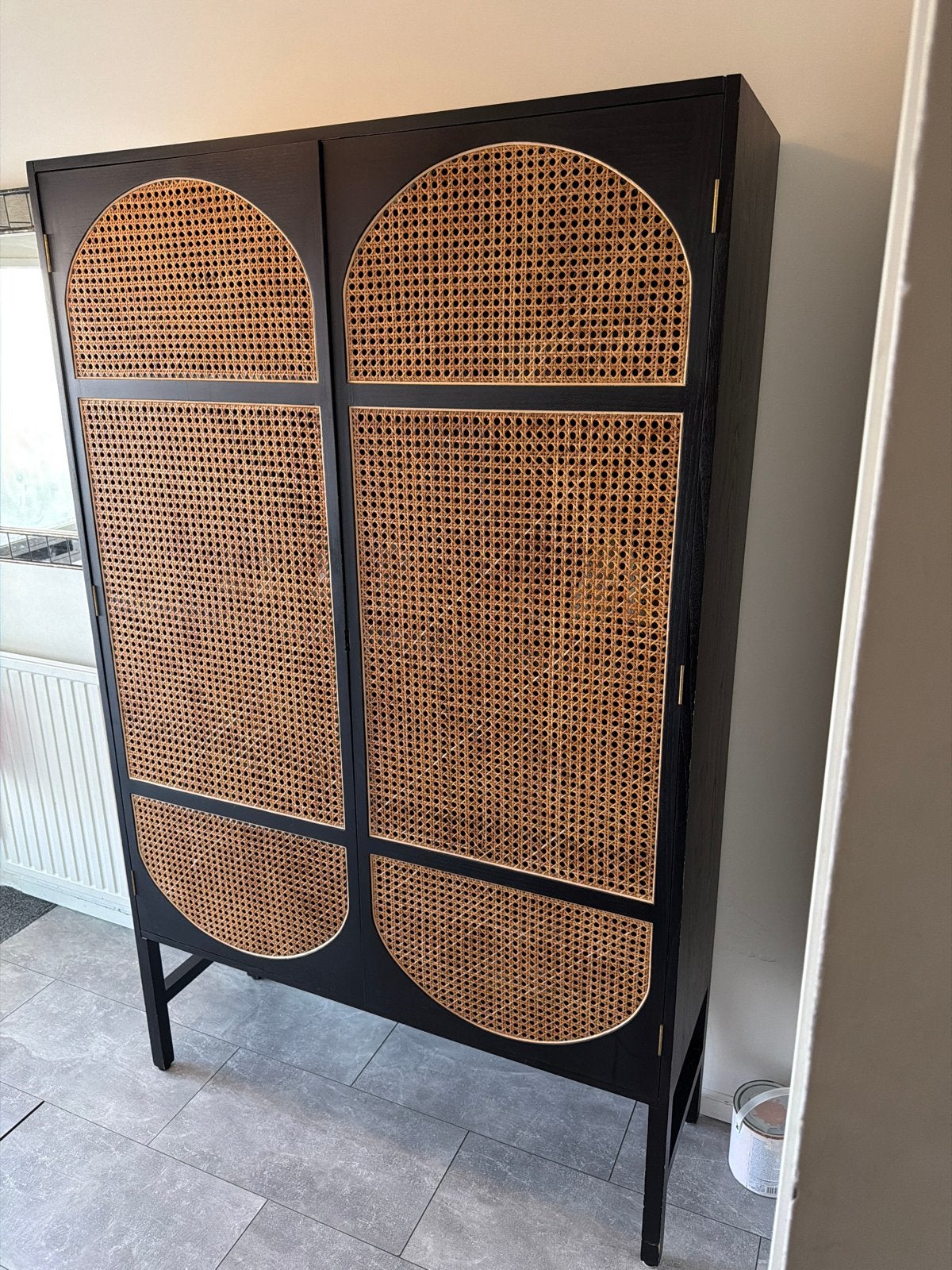 HKliving Retro Webbing Kast Zwart - Zo goed als nieuw, Ophalen, 100 tot 150 cm, 200 cm of meer, Zo goed als nieuw