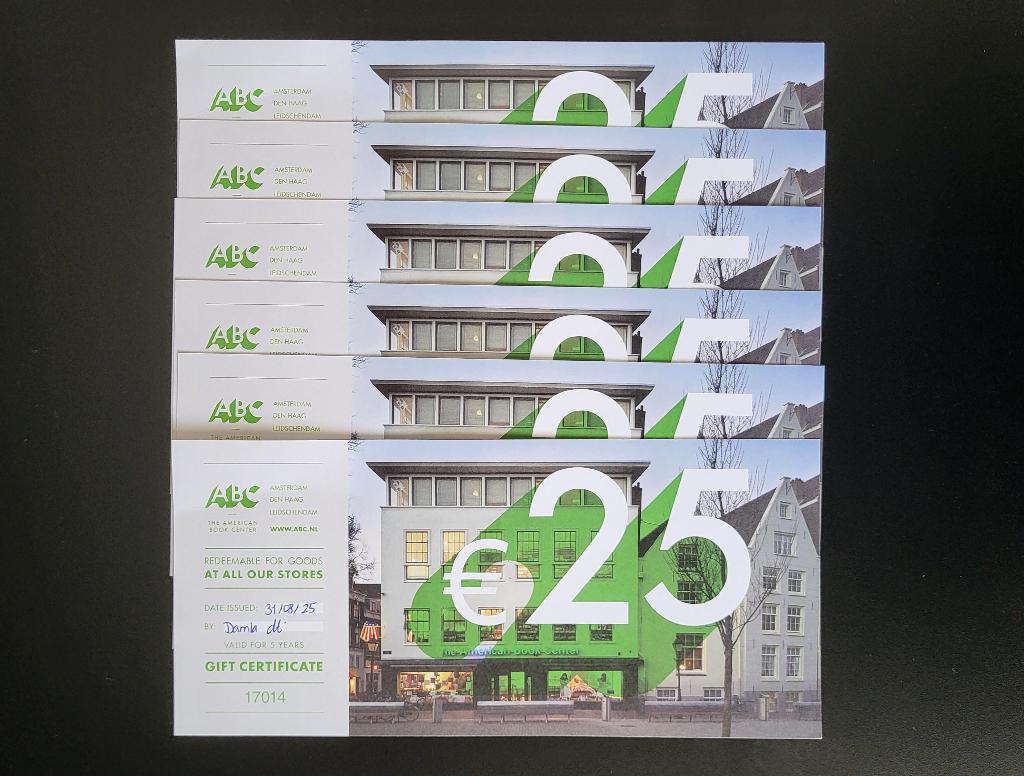 €150 Cadeaubon / Gift Cards - American Book Center (ABC nl), Drie personen of meer, Cadeaubon, Warenhuis- of Winkelbon