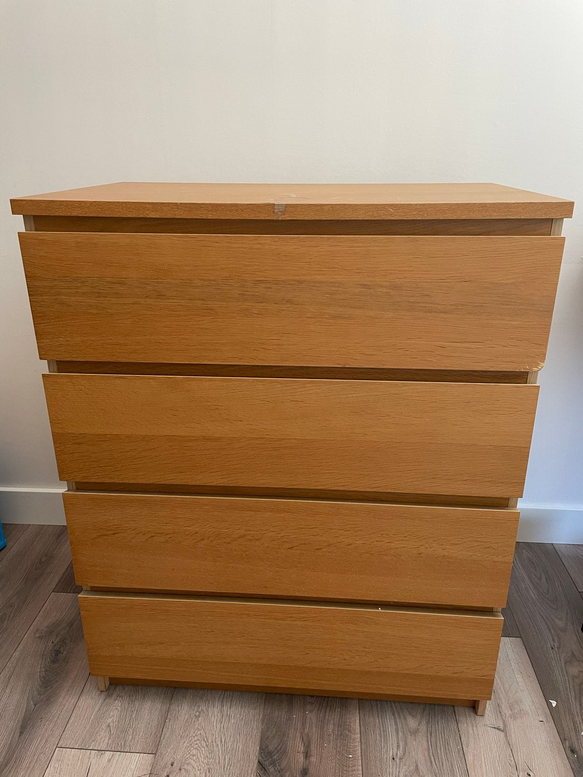 Ikea Malm Houten ladekast met 4 laden -, Huis en Inrichting, Kasten | Ladekasten, Ophalen, Gebruikt, 100 tot 150 cm, 50 tot 100 cm