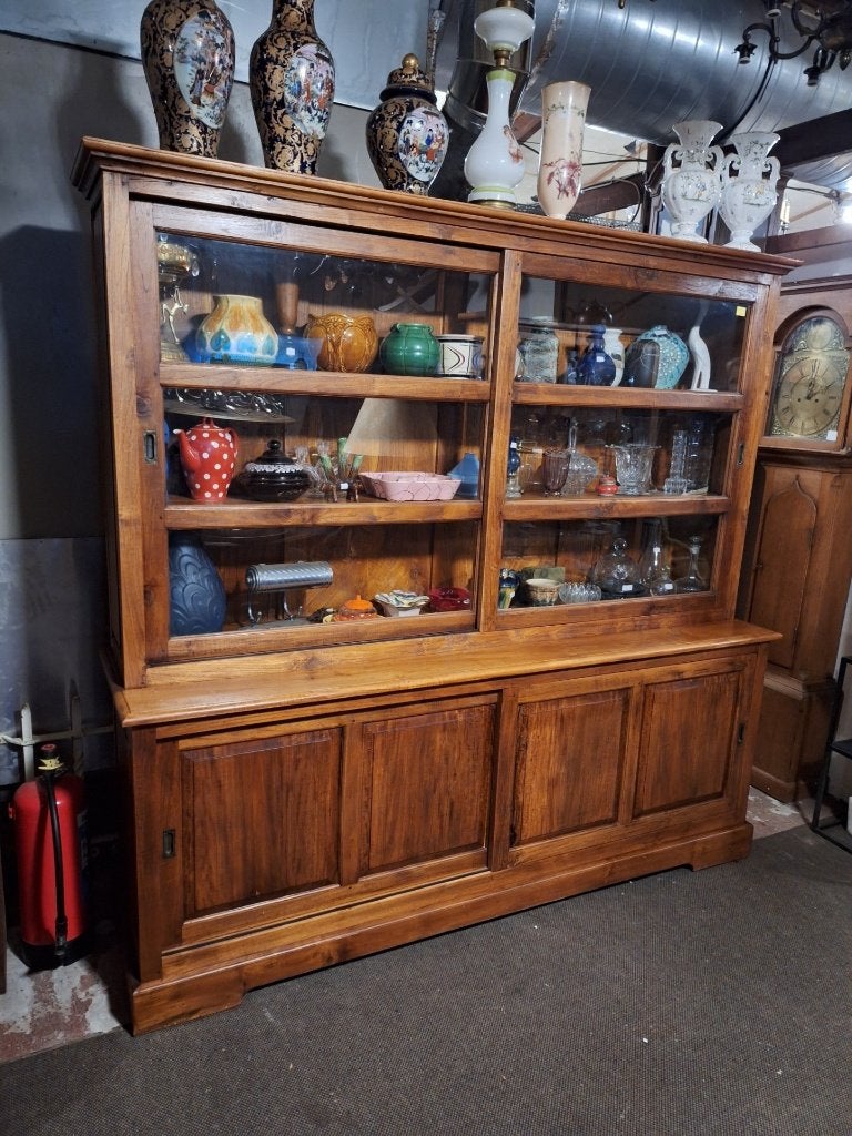 teak vitrinekast/winkelkast/keukenkast..., Ophalen, 50 tot 100 cm, Zo goed als nieuw, Teakhout