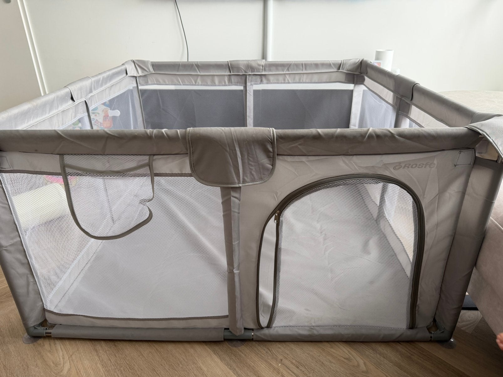 Rosfelde Grondbox Baby 120x120 cm – Grijs, Kinderen en Baby's, Boxen, Ophalen, Gebruikt, Vierkant