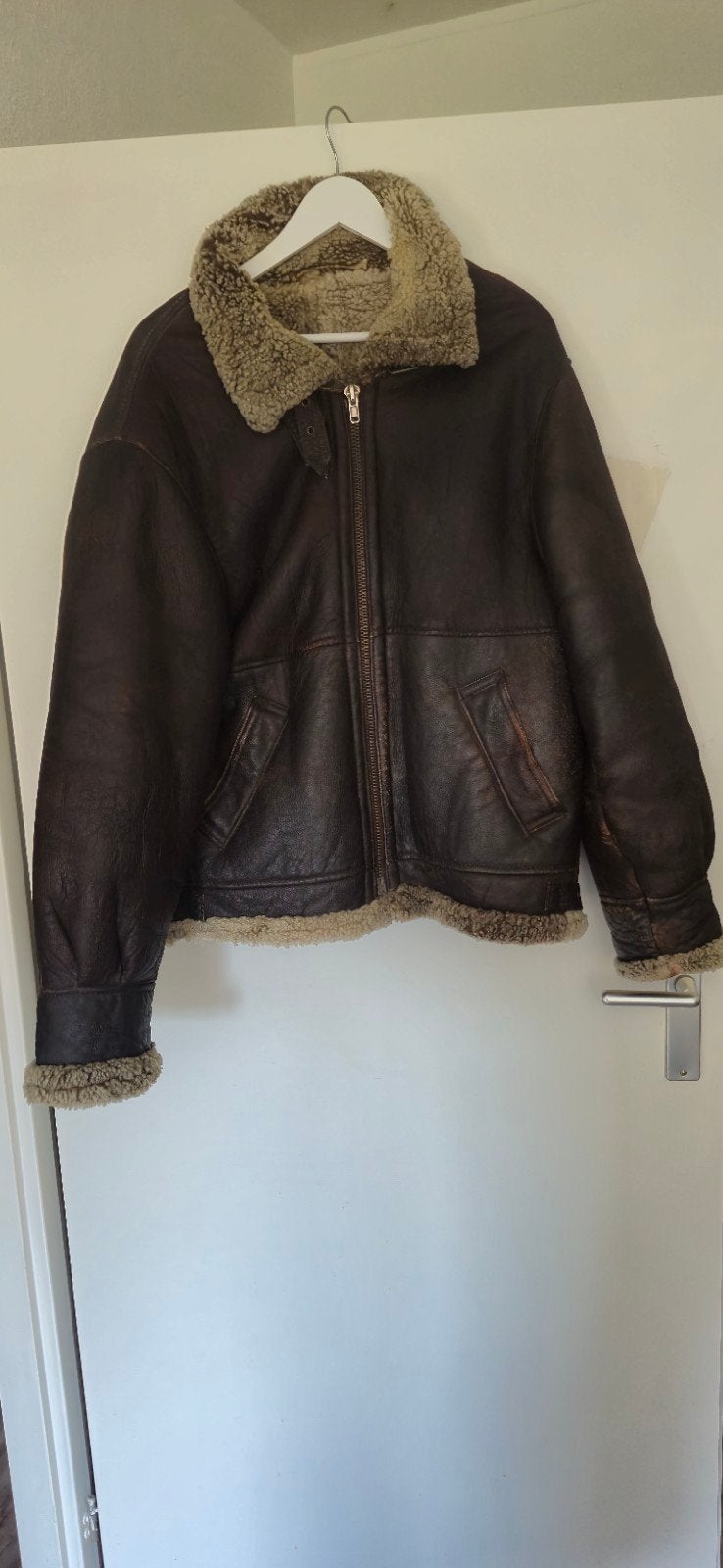 Vintage Leren Pilotenjack zwaar leder met Bonte voering,., Maat 56/58 (XL), Ophalen of Verzenden, Zo goed als nieuw, Onbekend