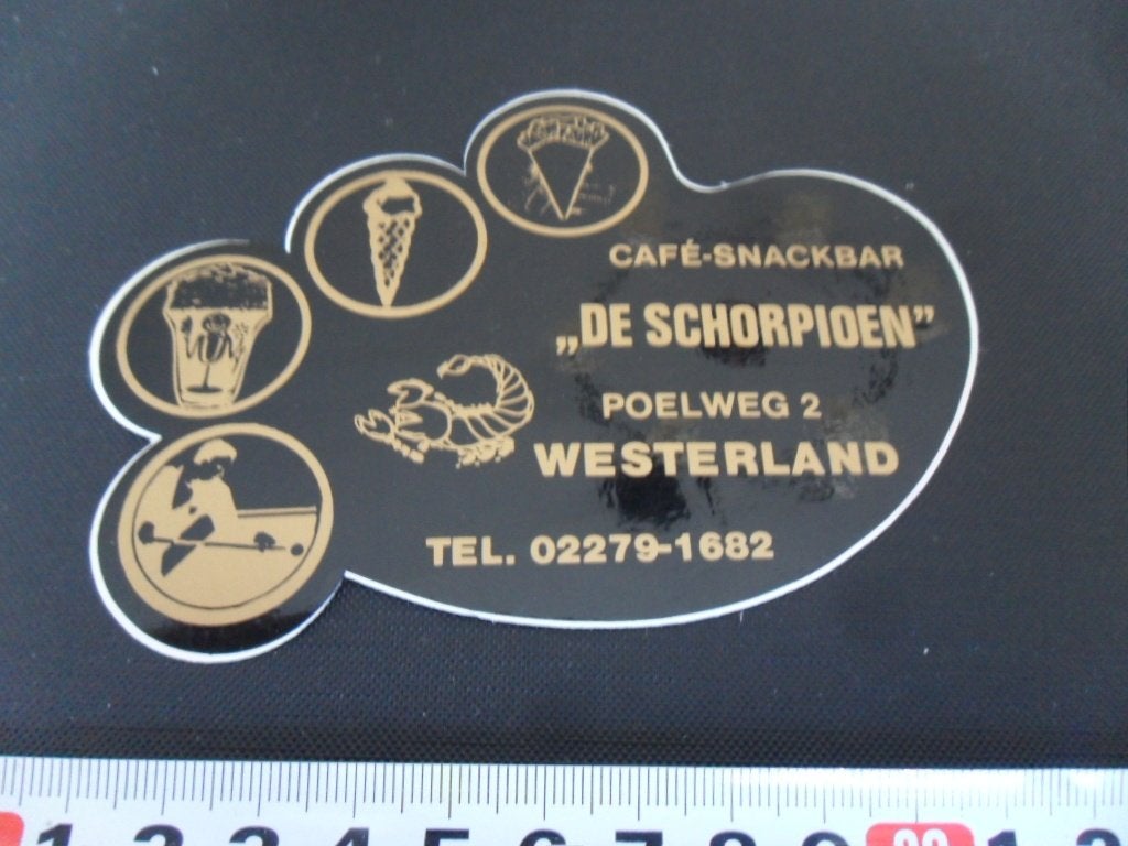 sticker Westerland Café Snackbar DE SCHORPIOEN Poelweg 2, Ophalen, Zo goed als nieuw