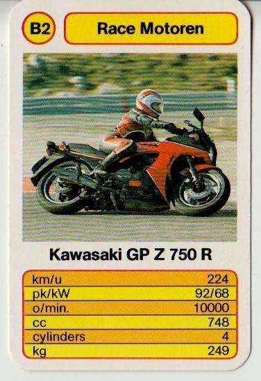 Kw1152 motorkaartje b2 kawasaki gp z 750 race motor, Ophalen of Verzenden, Zo goed als nieuw, Motoren