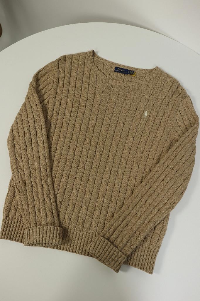 Ralph Lauren kabeltrui met ronde hals - XL Vrouwen, Beige, Maat 46/48 (XL) of groter, Ophalen of Verzenden, Zo goed als nieuw