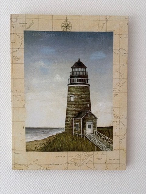 Vuurtoren op canvas/linnen, 41 x 30,5 cm, Minder dan 50 cm, Ophalen of Verzenden, Zo goed als nieuw, Schilderij