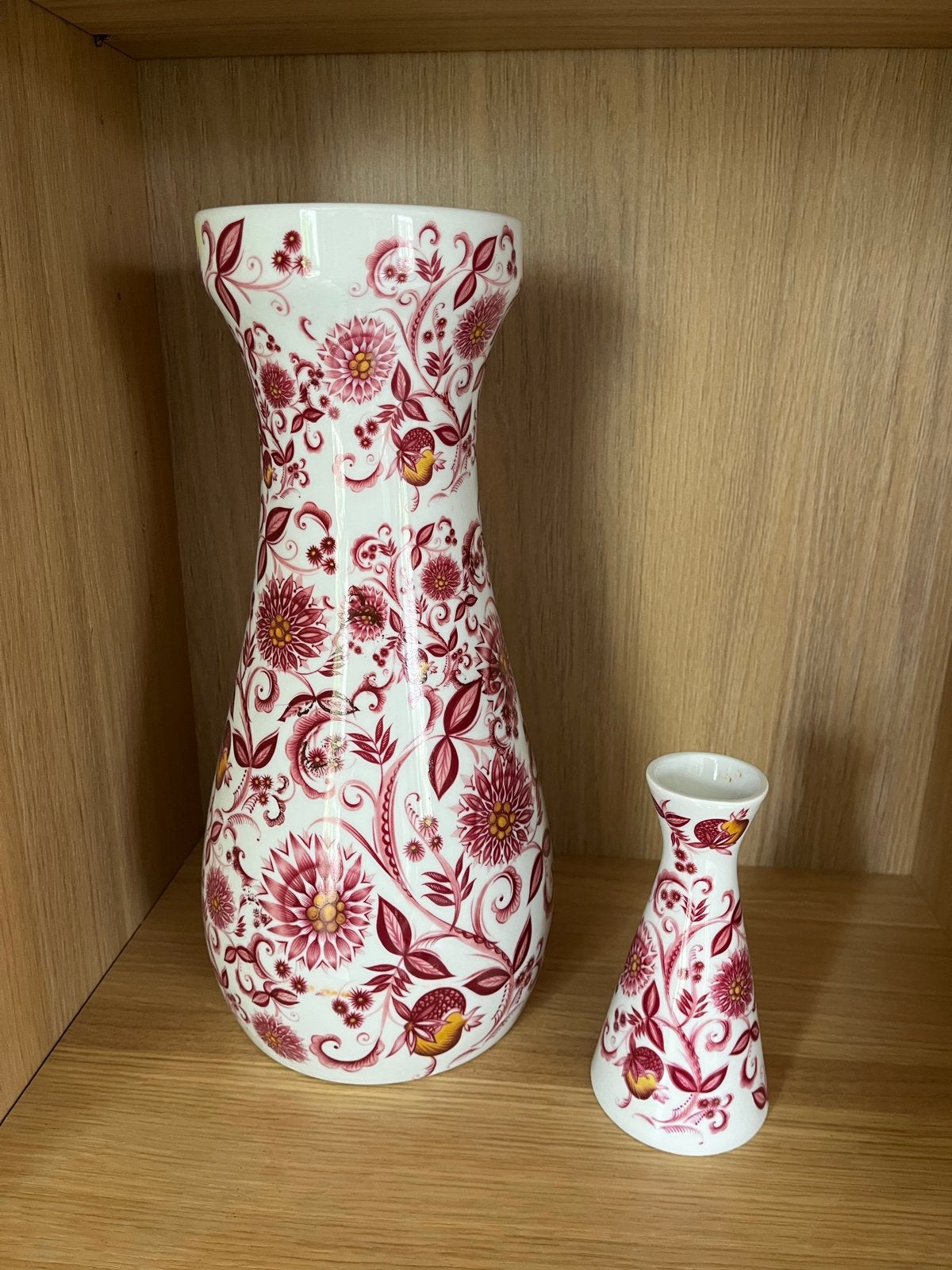 Set van 2 Royal Schwabap vazen met bloemmotief, Antiek en Kunst, Antiek | Vazen, Ophalen of Verzenden