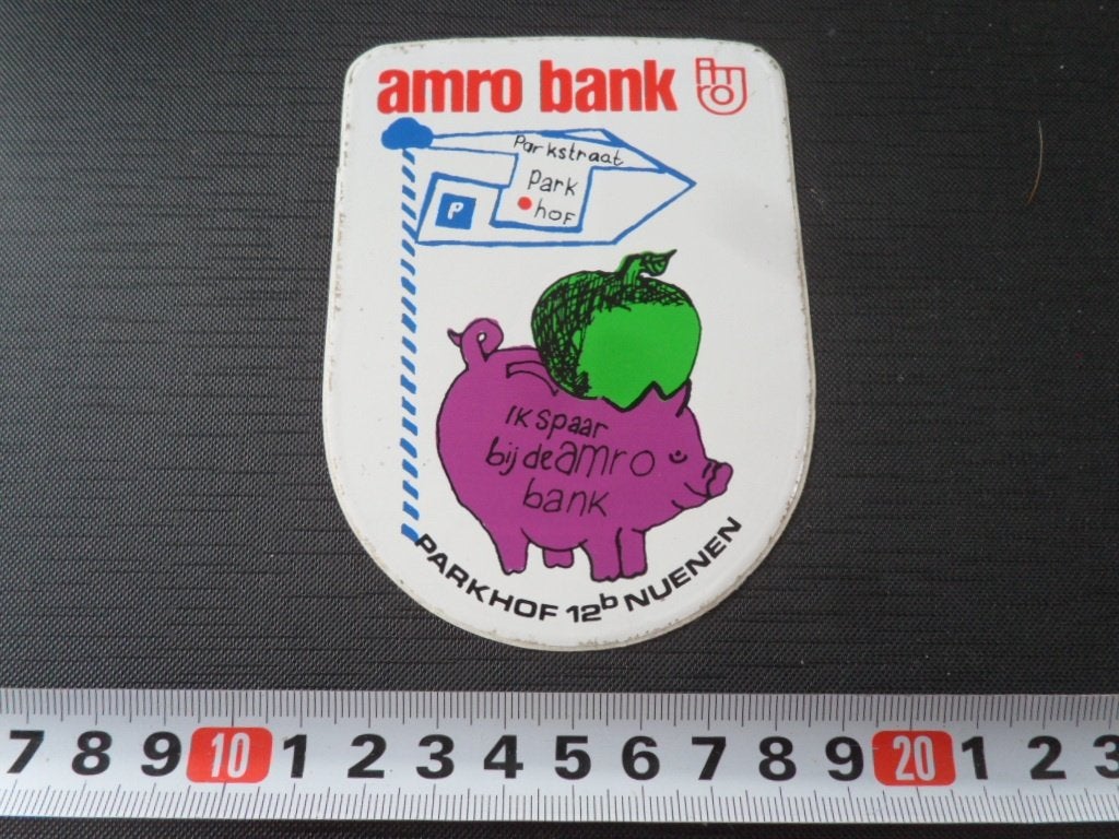 sticker Nuenen AMRO BANK  Parkhof 12b, Verzamelen, Ophalen, Zo goed als nieuw